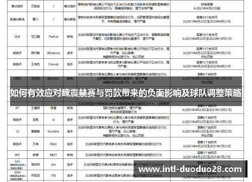 如何有效应对魏震禁赛与罚款带来的负面影响及球队调整策略